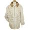 Prestige Ivory/Ivory Embroidered Suede Leather Coat with Fur Lining